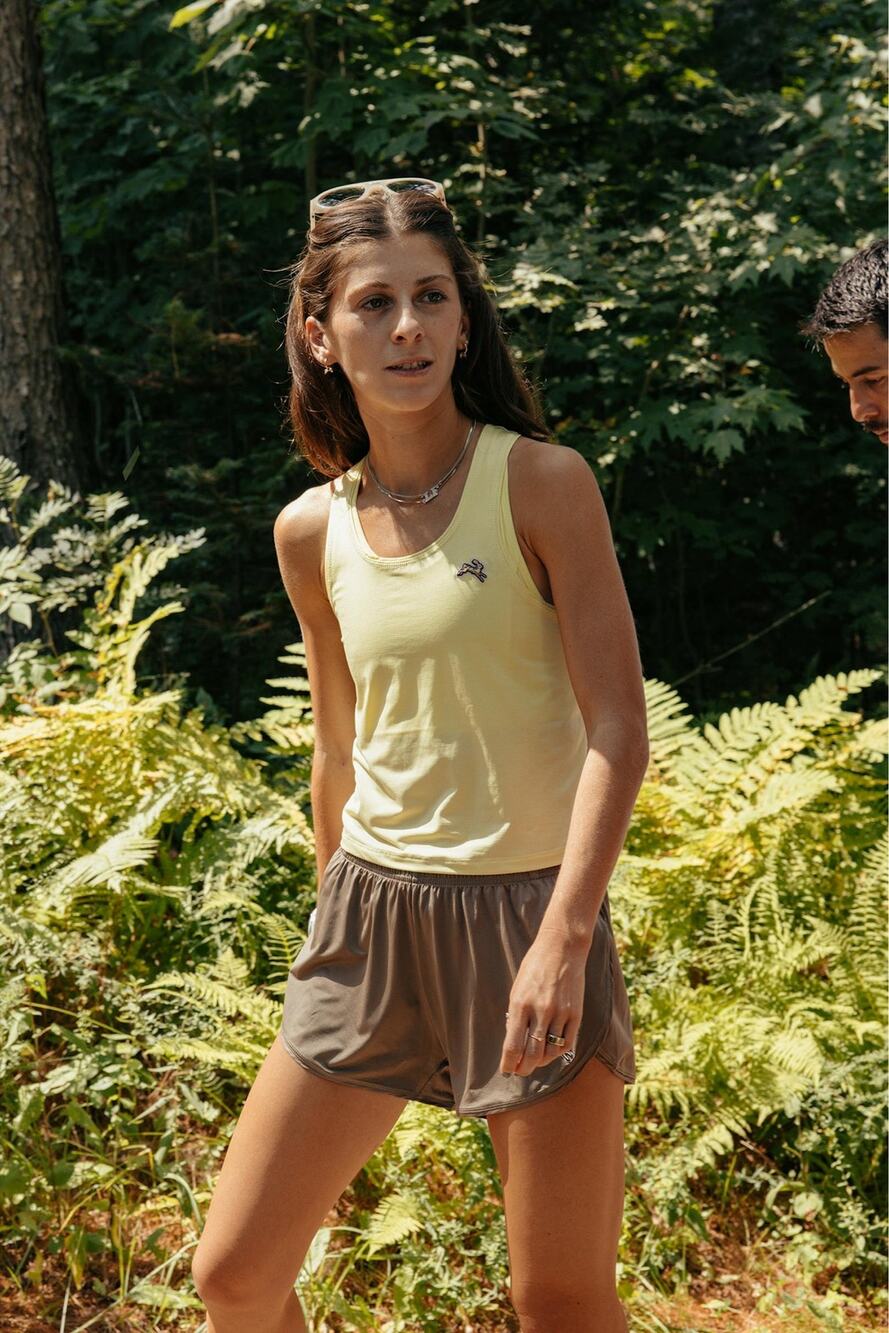 Tracksmith | Twilight Full Length Ivory Tank Top Workout Activewear Fitness